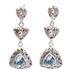 Triangles of Swirls,'Triangular Blue Topaz Dangle Earrings from Bali'