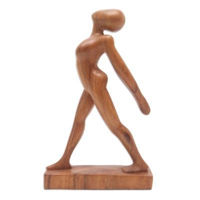 Stretching Pose,'Handmade Stretching Pose Yoga Statuette Brown Suar Wood'