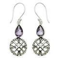Amethyst dangle earrings, 'Purple Bali Cakra'