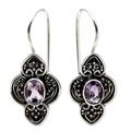 Amethyst dangle earrings, 'Purple Water Hyacinth'