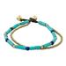 Calm Seas,'Double Strand Calcite and Lapis Lazuli Thai Beaded Bracelet'