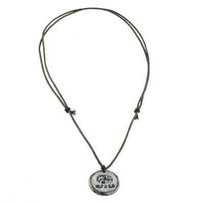 Tz'i Medallion,'Jade Pendant Necklace of Mayan Figure Tz'i from Guatemala'