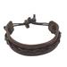 Simple Twist in Brown,'Handmade Men's Leather Bracelet with Braided Accent'