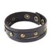 Men's leather wristband bracelet, 'Rustic Black'