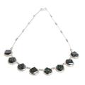 Ancient Heritage,'Dark Green Jade Sterling Silver Geometric Pendant Necklace'