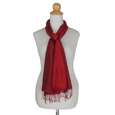Pin tuck scarf, 'Red Transition'