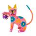 'Hand-Painted Wood Alebrije Figurine of Cat Playing with Ball'