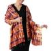 River Sands,'Hand Woven Tie Dye Silk Shawl in Pumpkin and Purple Thailand'