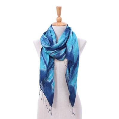 Ocean Delight,'Batik Printed Silk Scarf'