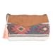 Feminine Subtlety,'Multicolored Suede Trimmed Cotton Cosmetic Bag with Tassel'