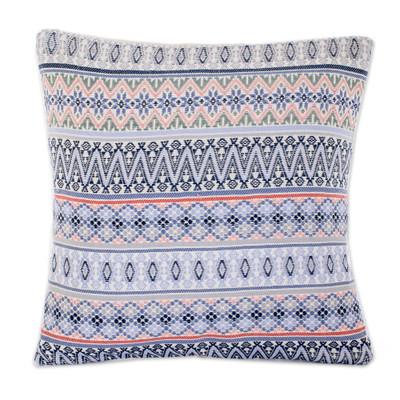 Little Reef,'Handloomed Blue Cotton Cushion Cover from Guatemala'