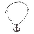 Nautical Anchor,'Ebony Wood Anchor Pendant Necklace from Ghana'