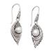 Pearly Swan,'Classic Sterling Silver Dangle Earrings with White Pearls'