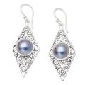 Exquisite Bali,'Blue Cultured Pearl Earrings'
