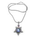 Blue Pearly Bali Star,'Balinese Blue Cultured Pearl and Amethyst Pendant Necklace'