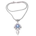 Batur Garden,'Sterling Silver Pendant Necklace with Cultured Pearls'