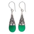 Bali Tradition,'Sterling Silver and Green Onyx Earrings'