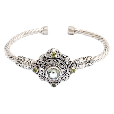 Prasiolite and peridot cuff bracelet, 'Mahameru Green'