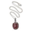 Dark Fruit,'Carnelian and Sterling Silver Pendant Necklace'