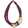 Sougri Violet,'Natural Horn and Bone Leather Hand Crafted Violet Necklace'