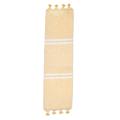 Honey Delight,'Handloomed Cotton Table Runner in White and Honey Hues'