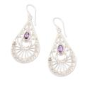 Divine Tears,'Amethyst and Sterling Silver Dangle Earrings from Bali'