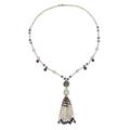 Gold plated cultured pearl and iolite pendant necklace, 'Siam Sonnet'