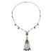 Gold plated cultured pearl and iolite pendant necklace, 'Siam Sonnet'