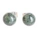 'High-Polished Sterling Silver Stud Earrings with Jade Stones'