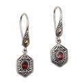 Beacon Fire,'Handcrafted Bali Gold Accent Silver and Garnet Earrings'