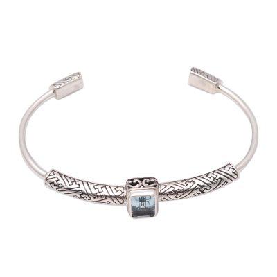 Gemstone Imagination,'3.5-Carat Blue Topaz Cuff Bracelet from Bali'