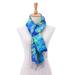 Smiling Sea,'Fringed Tie-Dyed Silk Scarf'