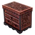 Symbolic Leaves,'Cedar Wood and Leather Jewelry Box with Mirror from Peru'