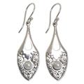 Catch the Moon,'Sterling Silver Cultured Pearl Dangle Earrings Indonesia'