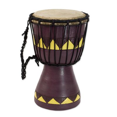 African Aubergine,'Authentic African Mini Djembe Drum Crafted by Hand'