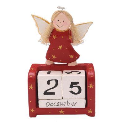 Angel Time in Red,'Angel Motif Wood Perpetual Calendar'