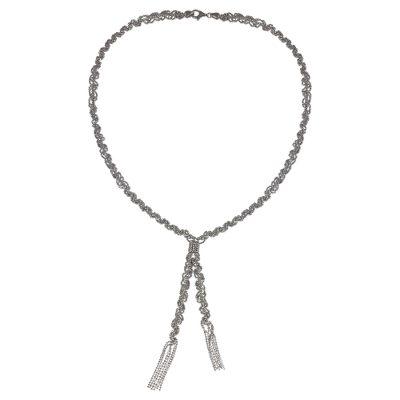 Sterling silver lariat necklace, 'Vintage Fringe'