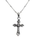 Christ on the Cross,'Highly Polished Sterling Silver Crucifix on Cuban Chain'
