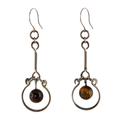 Balanced Nature,'Tiger's Eye and Stainless Steel Dangle Earrings from Brazil'