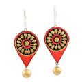 Bullseye,'Hand Painted Ceramic Dangle Earrings from India'