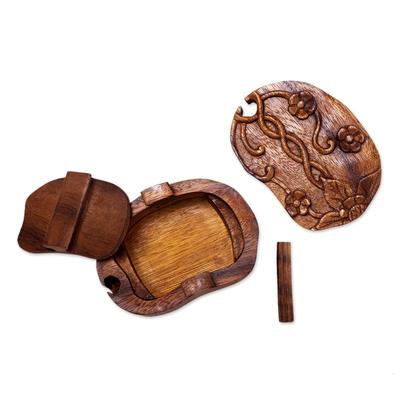 Autumn Treasure,'Decorative Suar Wood Puzzle Box'