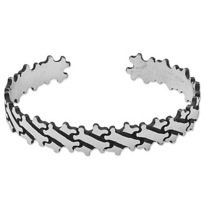 Little Bones,'Hand Made Sterling Silver Cuff Bracelet Bone Motif Mexico'