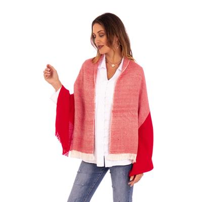 Bold Red,'Woven Baby Alpaca Capelet'