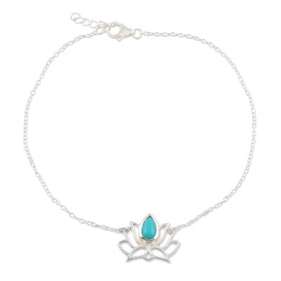 Lotus Dancer,'Sterling Silver Lotus Flower Anklet'