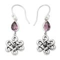 Bloom Dignity in Purple,'Celtic Knot Amethyst 925 Silver Dangle Earrings from Bali'