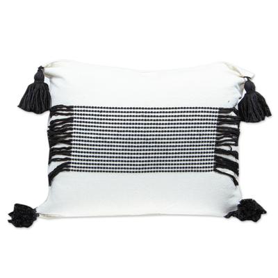 Cozy Ivory,'Black and Ivory Cotton Cushion Cover H...