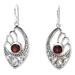 Red Wings,'2 Carats Garnet and Sterling Silver Balinese Earrings'