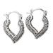 Heart Glory,'Artisan Crafted Silver Filigree Heart Hoop Earrings'