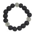 Monochrome Mood,'Black and White Recycled Glass Beaded Stretch Bracelet'
