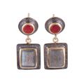 Graceful Gems,'Ruby and Labradorite 18k Gold Accented Dangle Earrings'